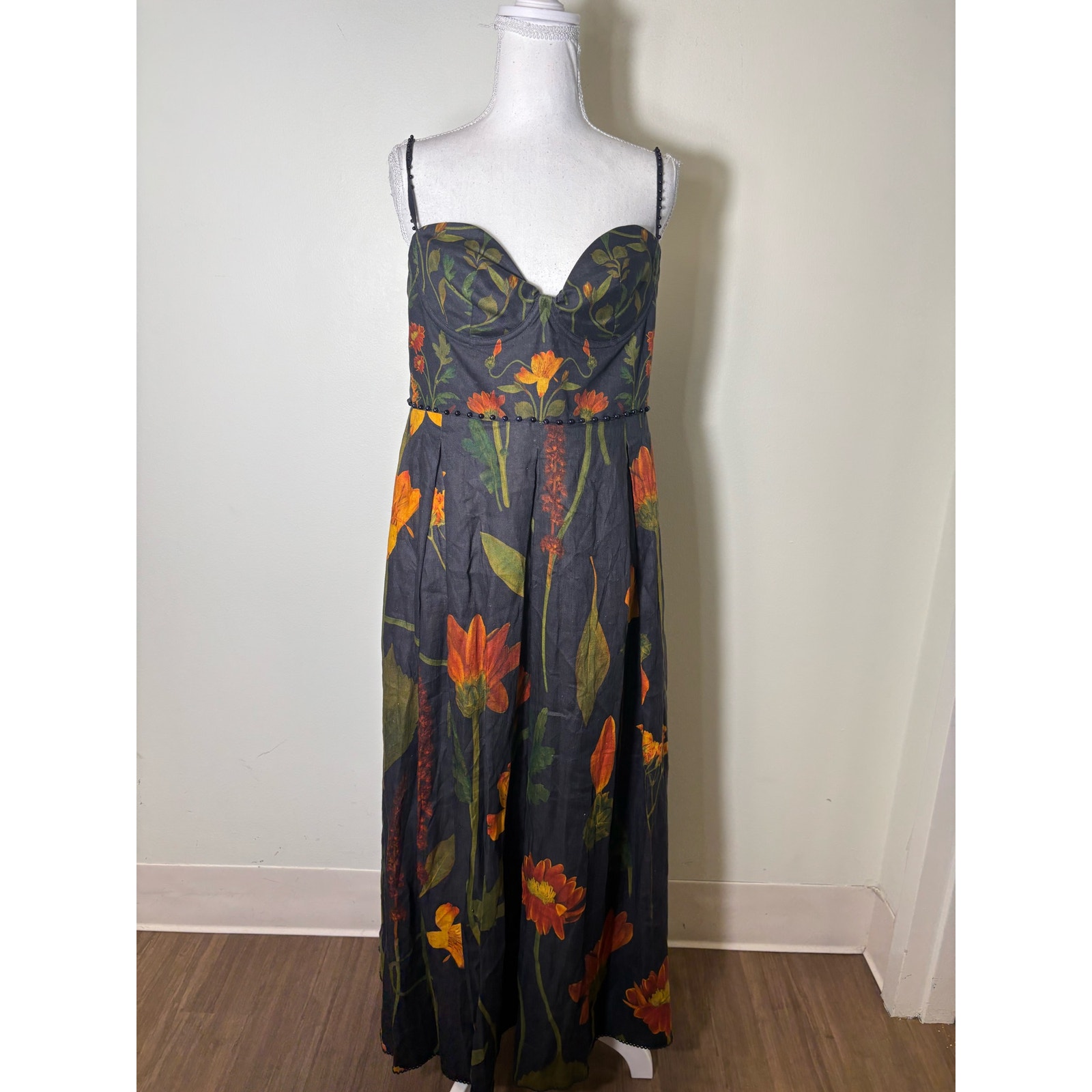 Agua By Agua Bendita Floral Maxi Dress - Black And Orange